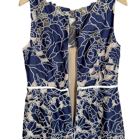 MARCHESA NOTTE Lace Overlay Sheath Cocktail Dress - Picture 5 of 7